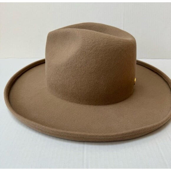 Gigi Pip Cara Loren Pencil Wide Brim Hat Tan 100% Australian Wool Size 59 main image 5